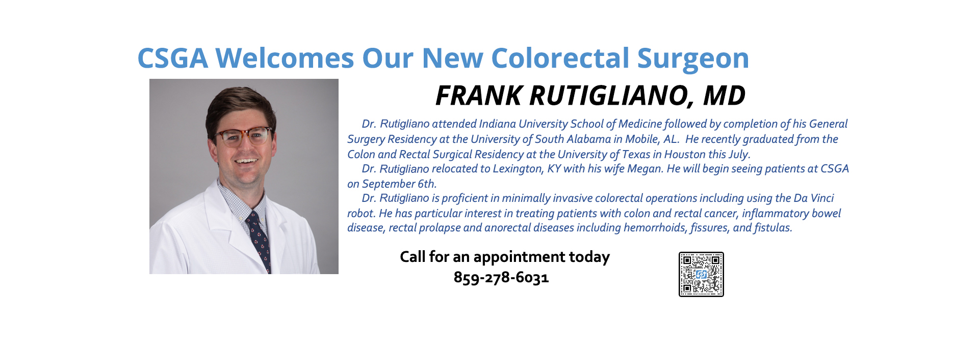 Dr Frank Rutigliano CSGA Kentucky Announcement